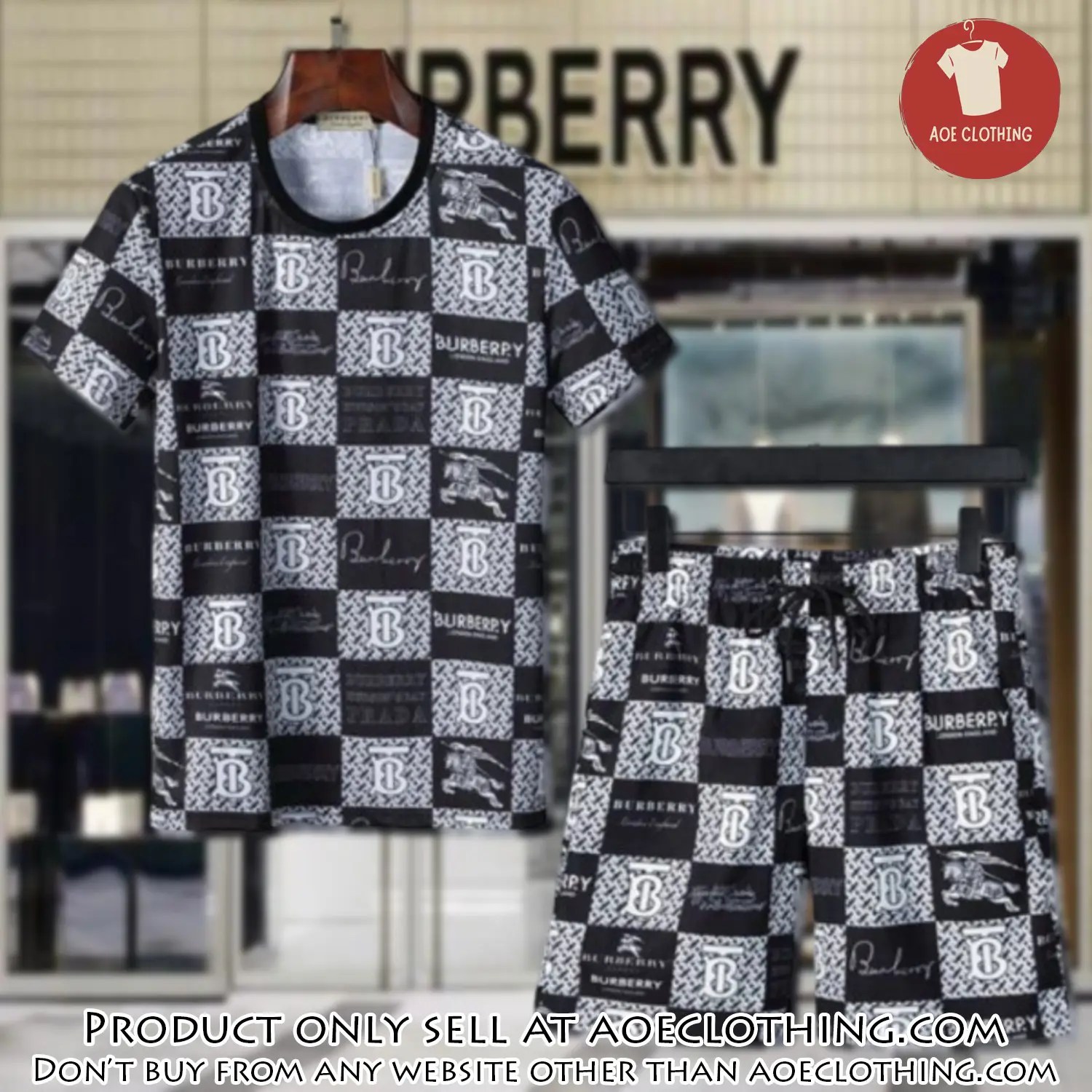 Burberry combo unisex tshirt & short limited luxury outfit cts1038 aoe1815123